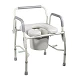 Drive Medical Steel Drop Arm Bedside Commode With Padded Seat & Arms