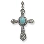 18 Box Chain Marc Turquoise Cross Pendant - 18 Inch - Spring Ring - JewelryWeb