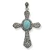 Sterling Silver 18 Box Chain Marc Turquoise Cross Pendant - 18 Inch - Italian