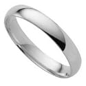 9ct White 3mm D Shaped Wedding Ring