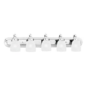 Thomas Lighting SL7535-4 Rhumba - Five Light Bath Fixture, Chrome Finish with White Blown Cased Glass