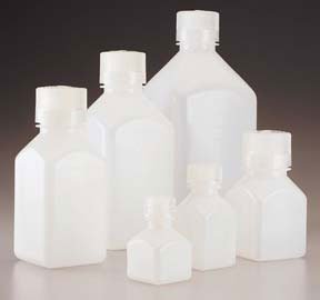 Thermo Scientific Nalgene Square HDPE Bottle; 4 oz.; Screw Cap Size: 38-430mm; 12/Pk.; 72/Cs.
