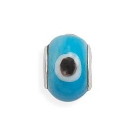 Evil Eye Story Bead Slide-on Charm Sterling Silver