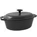 from Celsius Celsius Oval Casserole Dish Black 3.75ltr | Enamelled Cast Iron Dish, Casserole Pot with Lid