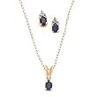 10k Gold, Diamond & Sapphire Necklace and Earring Set (0.76ctw)