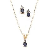 10k Gold, Diamond & Sapphire Necklace and Earring Set (0.76ctw)