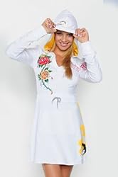 Ed Hardy White Tiger Stretch French Terry Hoodie Dress