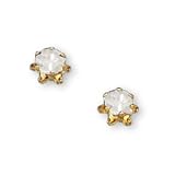 14K Yellow Gold Teens April Birthstone Stud Earrings (Pair)