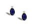 14K Yellow Gold Oval Created Sapphire and Diamond Stud Earrings