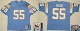 Junior Seau 1994 San Diego Chargers #55 Authentic Throwback Mitchell and Ness NFL Football Jersey (Columbia Blue)