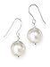 12mm White Glass Pearl Bead Earrings on Sterling title=