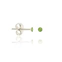 Sterling Silver Light Green Rhinestone 2mm Small Mini Kid Junior Stud Earrings