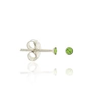 Sterling Silver Light Green Rhinestone 2mm Small Mini Kid Junior Stud Earrings