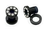 Cubic Zirconia Rim Black Acrylic (6 Gauge) Plugs -Fashion Ear Plug [Apparel]