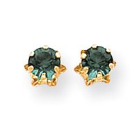 Buy 14k 5mm Synthetic Emerald (May) Earrings SE175 by Accent on Gold