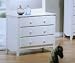 White Finish Wood Bedroom Storage Dresser w 3 Drawers