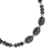 .925 Silver, Onyx & Snowflake Obsidian Beaded Necklace- 16 IN