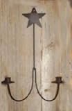Wrought Iron Wall Sconce 2 Arm with Star Top