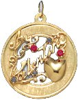 My Valentine with Puffed Heart in Open Circle, 14K Gold Charm