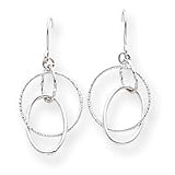14k White Gold Oval and Rnd. Ring Dangle Earrings