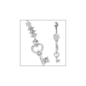 Belly Button Ring Skeleton Key Navel Ring
