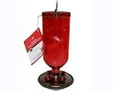 Opus 16 oz Elegant Antique Glass Bottle Hummingbird Feeder Red