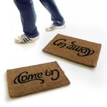 Come In/Go Away Ambigram Coir Doormat