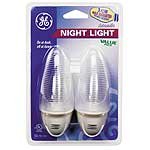 GE 55207 Clear Shade with White Designer Style Base Incandescent Night Light, Two Pack