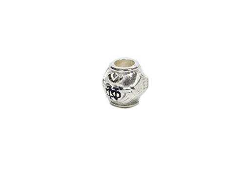 Claddagh Bead Notre Dame Silver & Blue Enamel