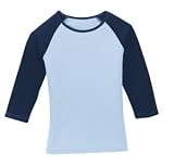 District Threads - Ladies 3/4 Sleeve Raglan Tee Light Blue/Navy-M