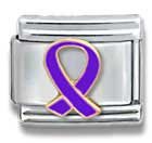 Clearly Charming Purple Ribbon - Pancreatic Cancer Awareness Italian Charm 18k Gold and Enamel by Casa D'Oro