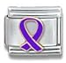 Clearly Charming Purple Ribbon - Pancreatic Cancer Awareness Italian Charm 18k Gold and Enamel by Casa D'Oro