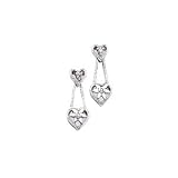 14K White Gold 0.05 ct. Diamond Heart Earrings
