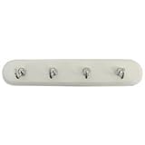 4 Hook Key Rack - White (white/chrome) (1.5"h X 8.5"w X .3"d)