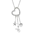 Playboy Necklace Crystal Heart with Playboy Bunny Logo Star Heart Dangles Authentic Licensed Playboy Jewelry CPBN2872