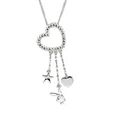 Playboy Necklace Crystal Heart with Playboy Bunny Logo Star Heart Dangles Authentic Licensed Playboy Jewelry CPBN2872