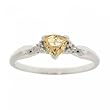 10KT White Gold Ring Trillion Citrine Round Diamond