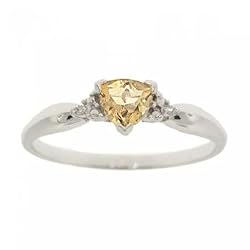 Trillion Cut Citrine & Diamond Ring Crafted in Solid 10K White Gold