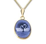 Genuine Agate Cameo Swan Pendant