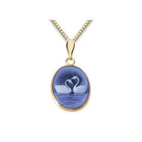 Genuine Agate Cameo Swan Pendant by
