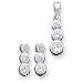 Sterling Silver 3 Stone CZ Earrings and Pendant Set