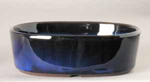 LOU'S BONSAI NURSERY 4.5X3.5X1.5 BLUE GLAZED JAPANESE BONSAI POT