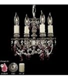 American Brass and Crystal CH9102-O-AMY-12G-PI Pashe 4 Light Mini Chandelier in Polished Brass with Black Inlay with Amethyst Precision Teardrop crystal