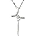 10K White Gold .05 ctw Diamond Cross Pendant