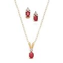 10k Gold, Diamond & Ruby Necklace and Earring Set (0.76ctw)