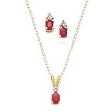 10k Gold, Diamond & Ruby Necklace and Earring Set (0.76ctw)