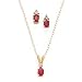 Jewelry : 10k Gold, Diamond & Ruby Necklace and Earring Set (0.76ctw)