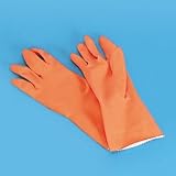 Flock-lined Latex Golves, Orange, Large, 1 Dozen