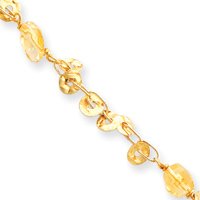 14K Open Link Round Disk Citrine Bracelet - 7.5 Inch by JewelryWeb
