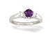 14K White Gold Genuine Round Amethyst and Diamond 3-Stone Ring